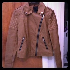 Forever 21 Faux Leather Jacket Brown